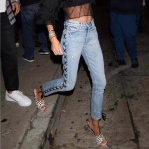 GRLFRND Karolina High Rise Side Tie Skinny Jeans